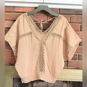 Self Esteem Women's Beige Lace trimmed Top XL